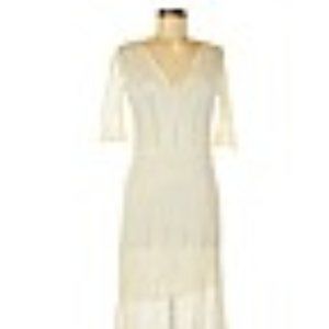 Banana Republic White Crochet Midi Dress Sz Medium